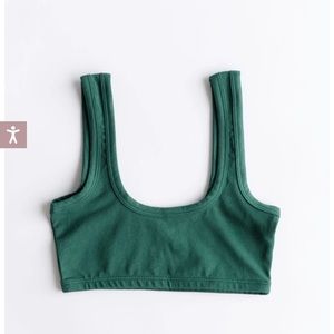 Shop ARQ Fern dark green medium wide strap bra / bralette